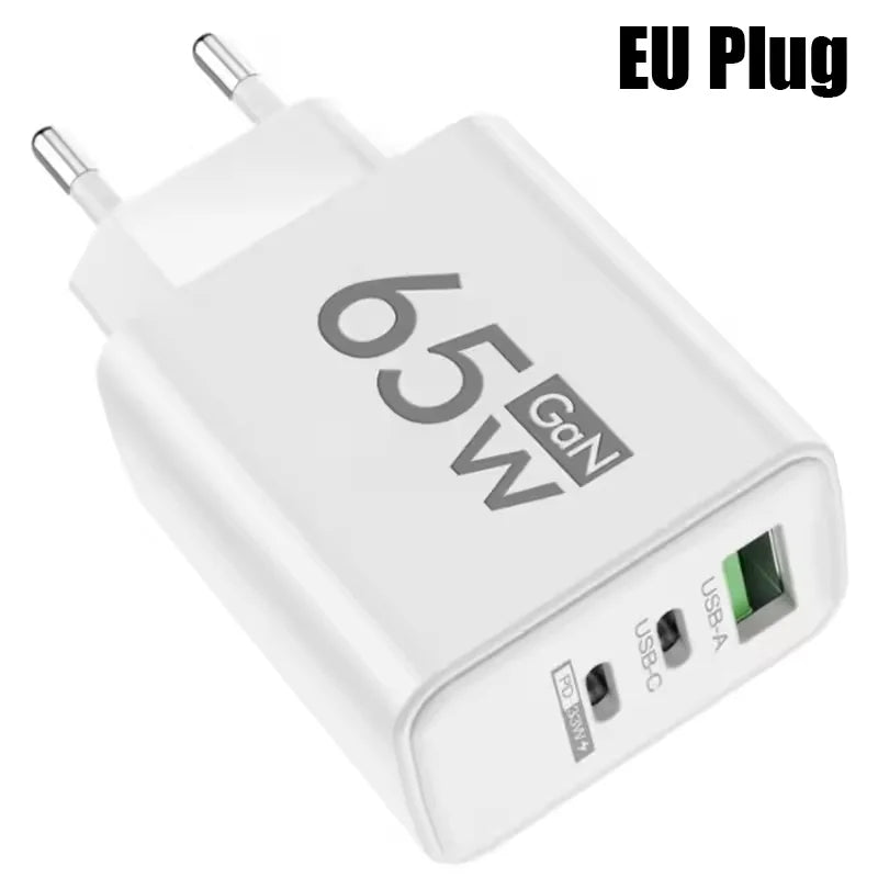3 Portlu Hızlı Şarj Adaptörü | PD & QC3.0 Destekli | Type-C + USB | iPhone 16, Samsung, Xiaomi, Huawei Uyumlu Duvar Şarj Cihazı (EU/US/KR Priz)