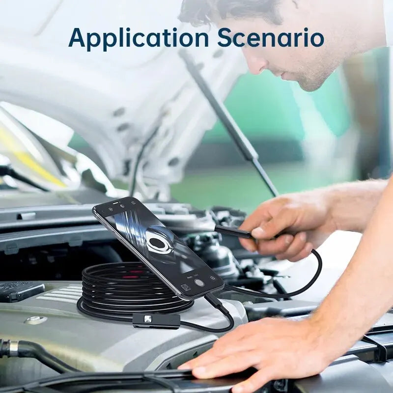 JCWHCAM N500-M 7 mm Endoskop Kamera – Yumuşak Kablolu, CE Sertifikalı, IP67 Su Geçirmez, Android & PC Uyumlu Muayene Kamerası