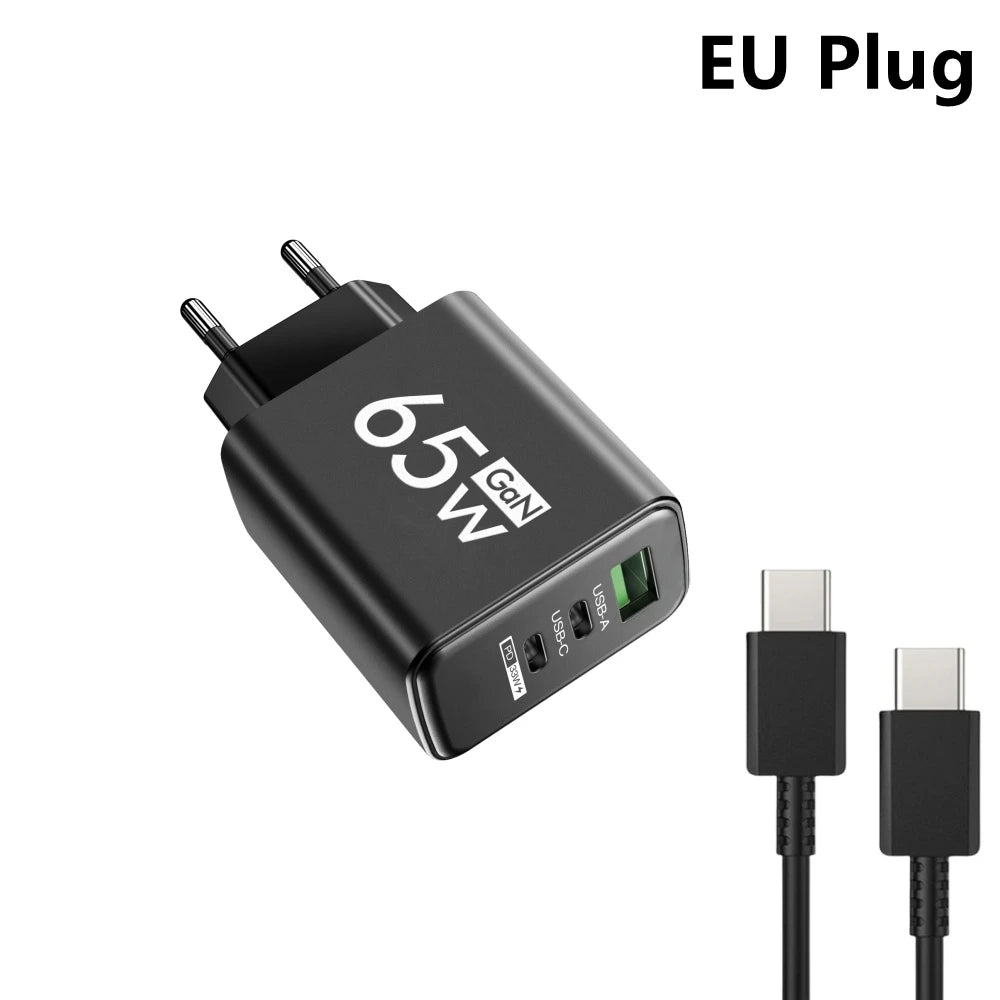 3 Portlu Hızlı Şarj Adaptörü | PD & QC3.0 Destekli | Type-C + USB | iPhone 16, Samsung, Xiaomi, Huawei Uyumlu Duvar Şarj Cihazı (EU/US/KR Priz)