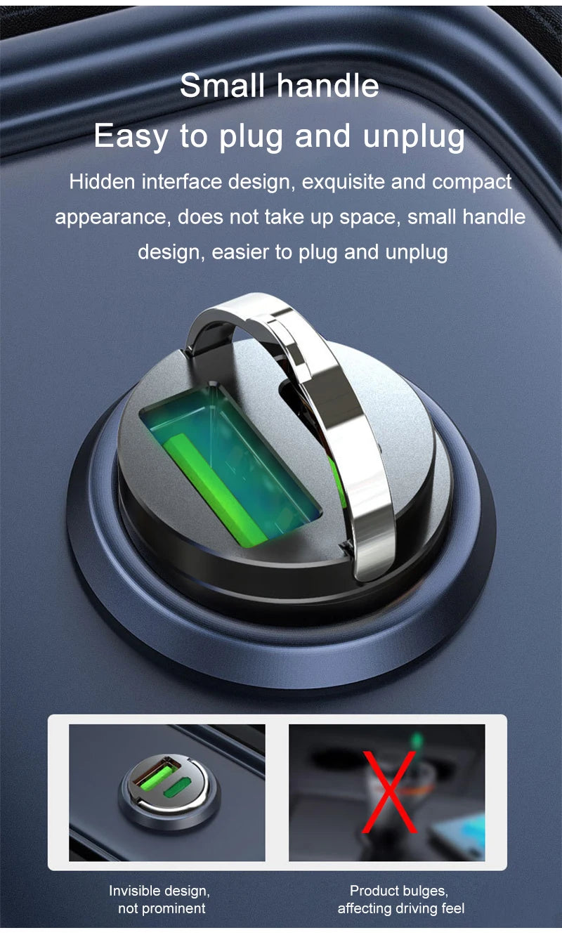 200W Mini Araç Şarj Cihazı | PD & QC3.0 Hızlı Şarj | Type-C iPhone, Samsung, Xiaomi, Huawei Uyumlu