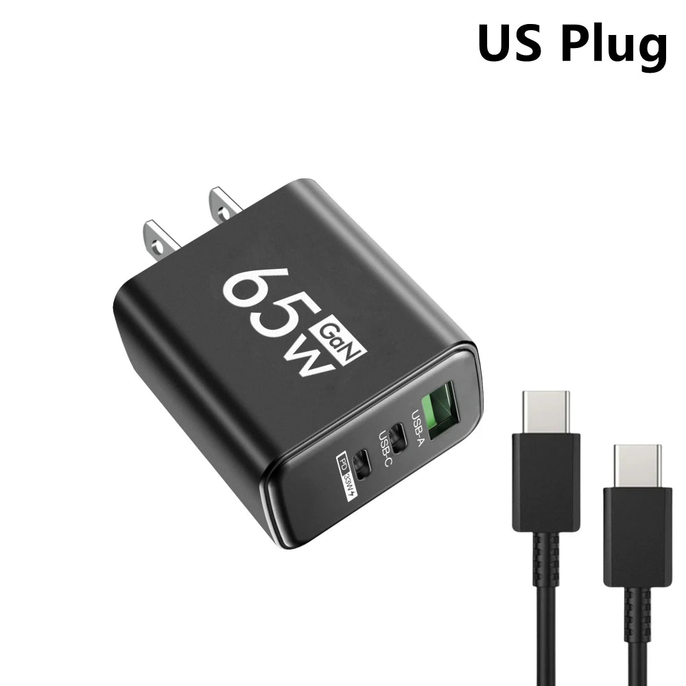 3 Portlu Hızlı Şarj Adaptörü | PD & QC3.0 Destekli | Type-C + USB | iPhone 16, Samsung, Xiaomi, Huawei Uyumlu Duvar Şarj Cihazı (EU/US/KR Priz)