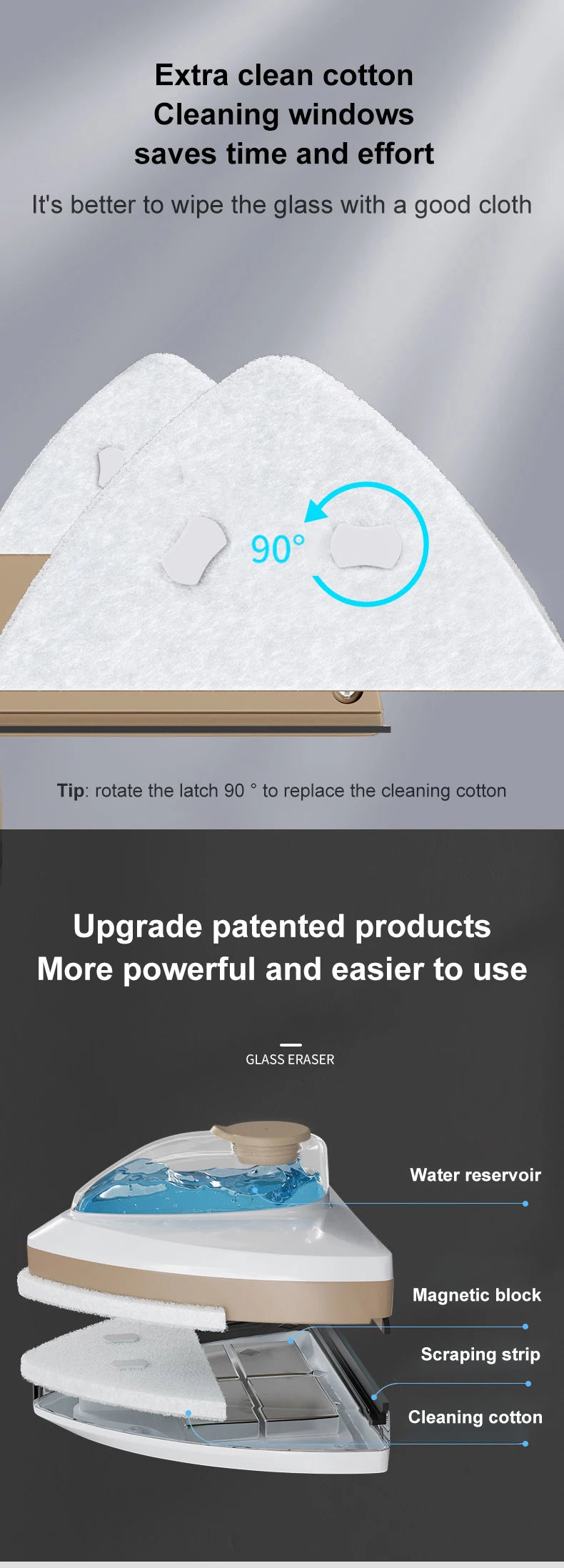 Manyetik Cam Pencere Temizleme Fırçası Çift Katmanlı Otomatik Su Tahliyeli Silecek Pencere Fırçası Ev Temizlik Araçları İçin