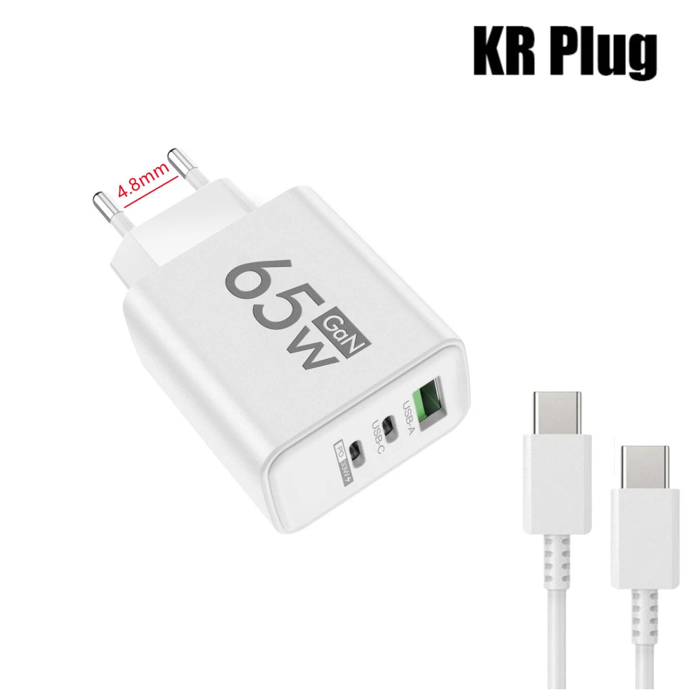 3 Portlu Hızlı Şarj Adaptörü | PD & QC3.0 Destekli | Type-C + USB | iPhone 16, Samsung, Xiaomi, Huawei Uyumlu Duvar Şarj Cihazı (EU/US/KR Priz)