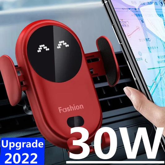 30W Akıllı Sensörlü Kablosuz Araç Şarj Cihazı | Hızlı Şarjlı Telefon Tutucu | iPhone, Samsung, Xiaomi, Huawei Uyumlu