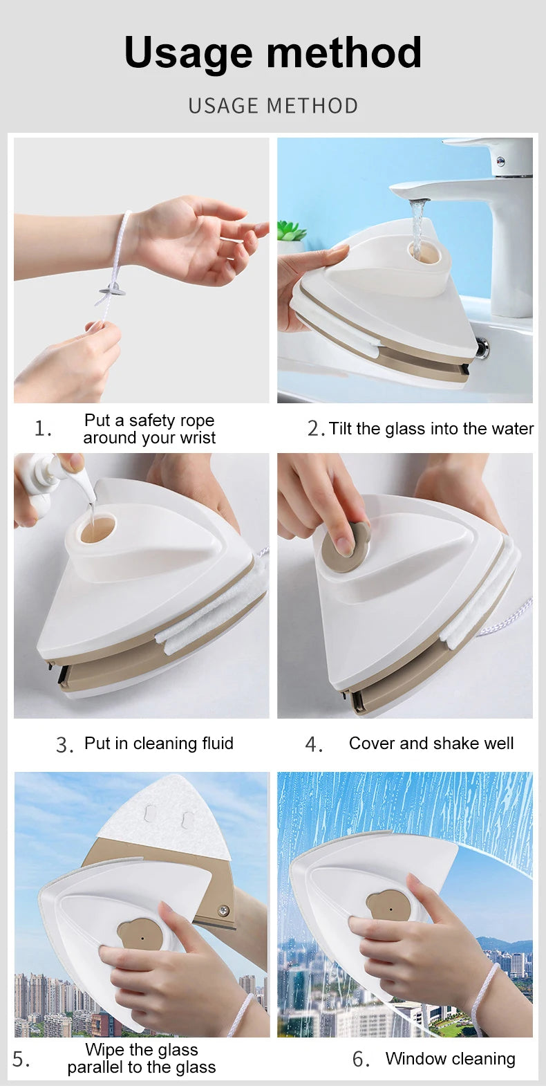 Manyetik Cam Pencere Temizleme Fırçası Çift Katmanlı Otomatik Su Tahliyeli Silecek Pencere Fırçası Ev Temizlik Araçları İçin