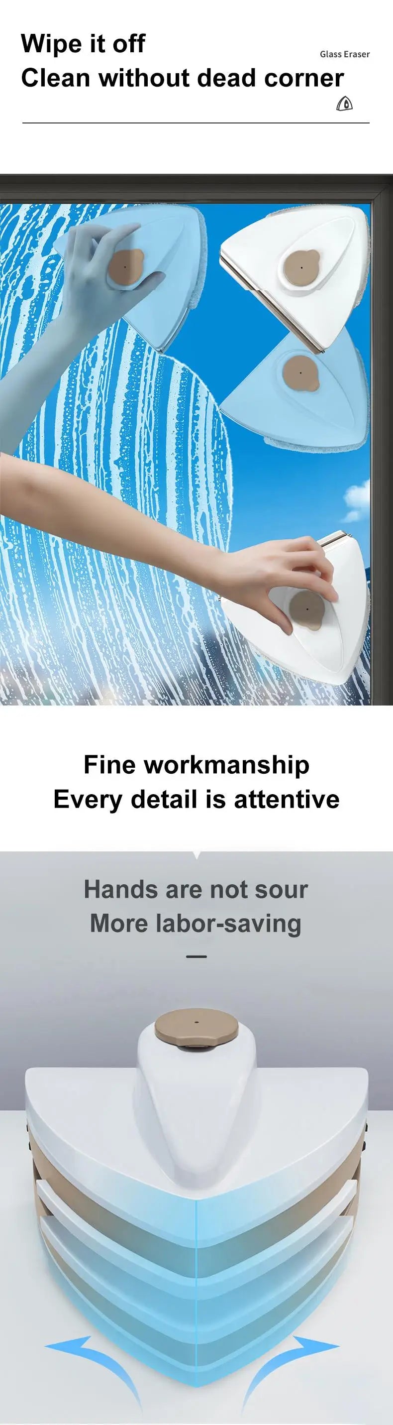 Manyetik Cam Pencere Temizleme Fırçası Çift Katmanlı Otomatik Su Tahliyeli Silecek Pencere Fırçası Ev Temizlik Araçları İçin