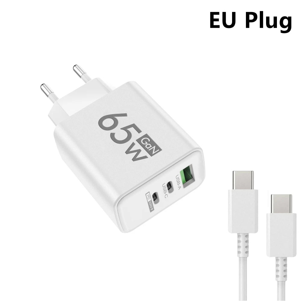 3 Portlu Hızlı Şarj Adaptörü | PD & QC3.0 Destekli | Type-C + USB | iPhone 16, Samsung, Xiaomi, Huawei Uyumlu Duvar Şarj Cihazı (EU/US/KR Priz)