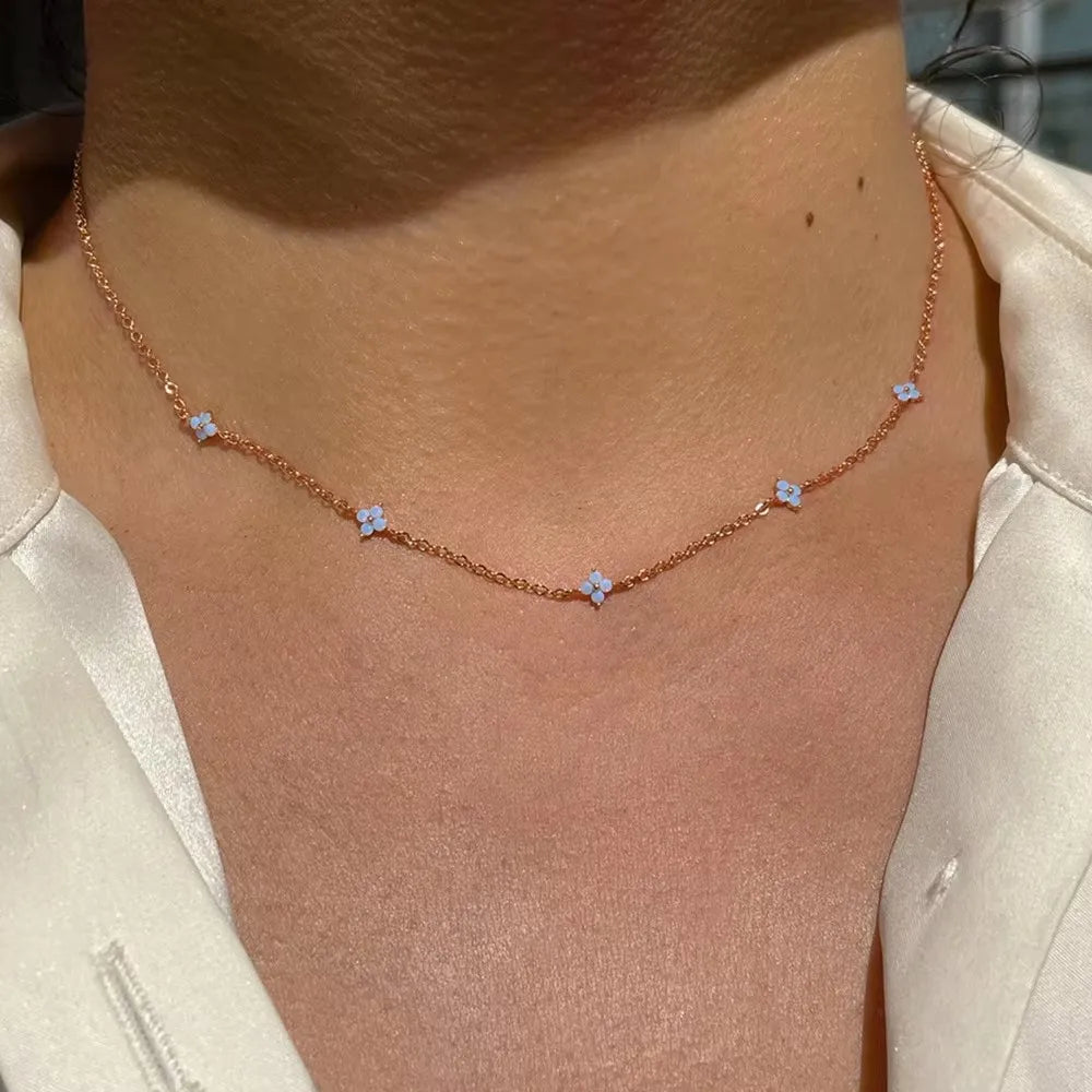 18K Altın Kaplama Dört Yapraklı Yonca Kolye | Zirkon Taşlı Paslanmaz Çelik Kadın Kolye | Şans ve Zarafetin Simgesi