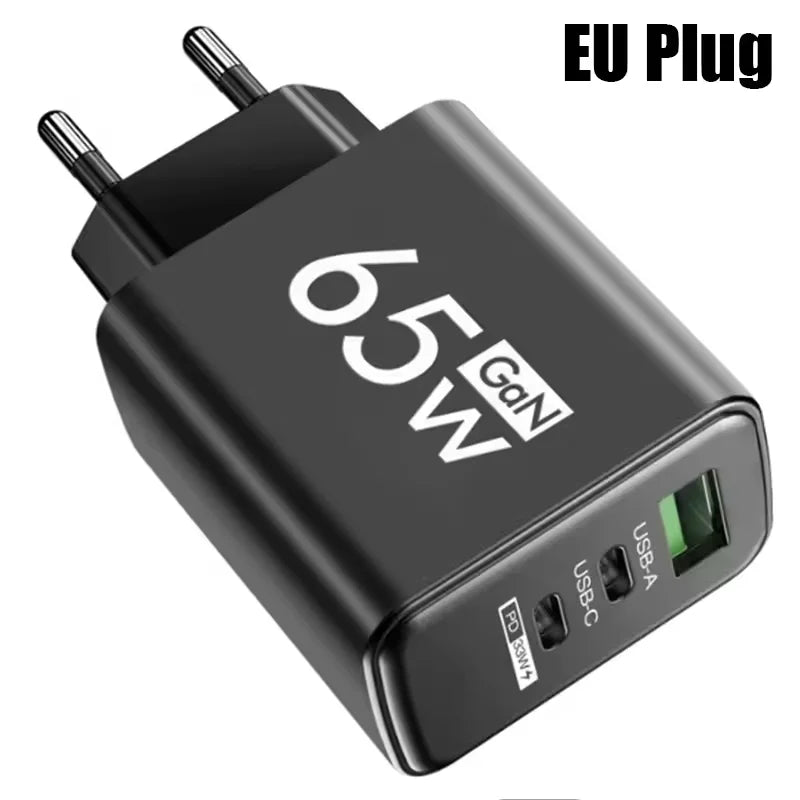 3 Portlu Hızlı Şarj Adaptörü | PD & QC3.0 Destekli | Type-C + USB | iPhone 16, Samsung, Xiaomi, Huawei Uyumlu Duvar Şarj Cihazı (EU/US/KR Priz)