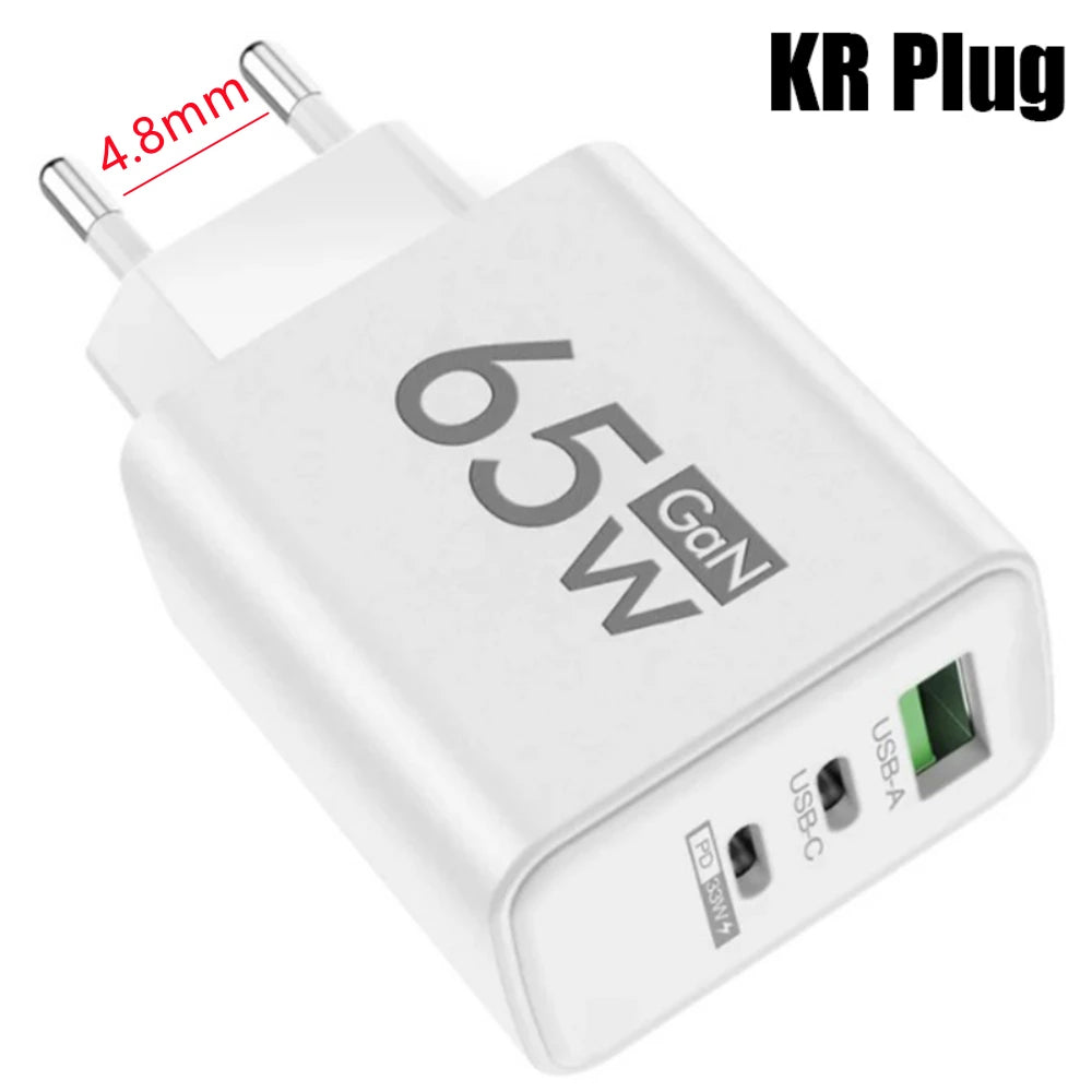 3 Portlu Hızlı Şarj Adaptörü | PD & QC3.0 Destekli | Type-C + USB | iPhone 16, Samsung, Xiaomi, Huawei Uyumlu Duvar Şarj Cihazı (EU/US/KR Priz)