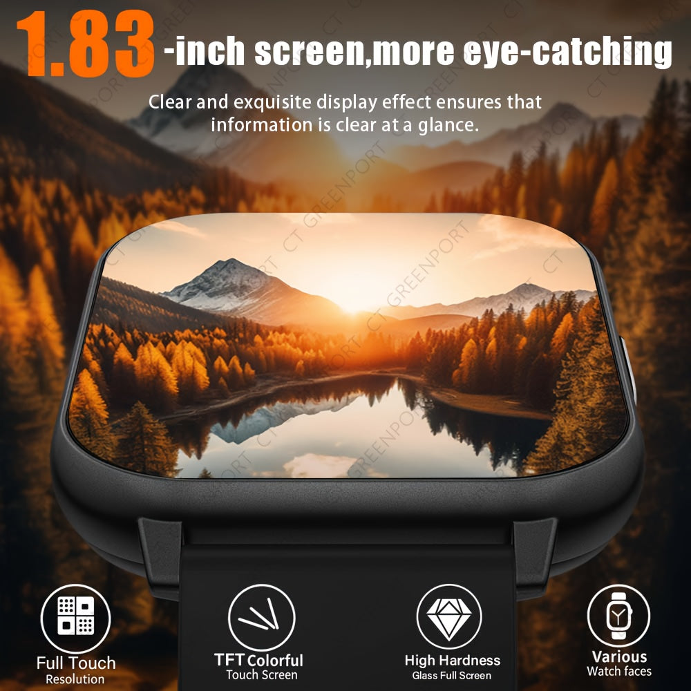 1.83" Dokunmatik Ekranlı Akıllı Saat – Arama ve Mesaj Hatırlatma, Spor Modları, Fotoğraf Kontrolü, Şık Unisex Tasarım