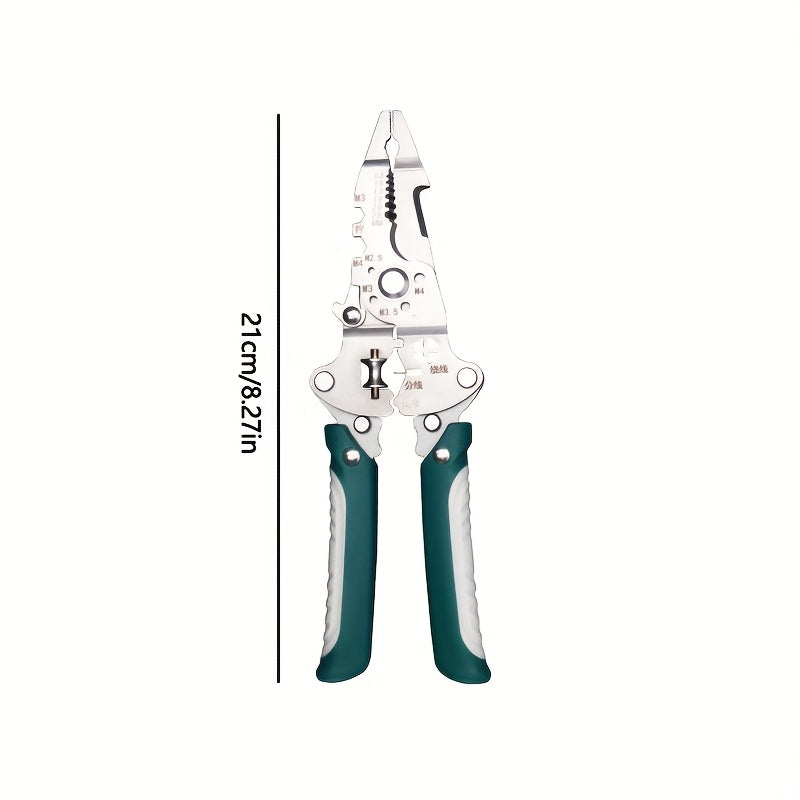 Paslanmaz Çelik hepsi bir Arada Çok Fonksiyonlu Kablo Sıyırma ve Sıkma Pensesi – Katlanabilir, Kesme, Bükme ve Kıvırma Özellikli Profesyonel El Aleti
